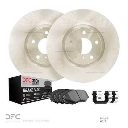 Front - Dynamic Friction Company Brake Rotors with 3000 Ceramic Brake Pads and Hardware Kit 6312-63175